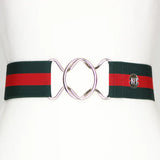 Navy and Red Stripe Elastic Belt - 2"