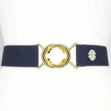 Navy Solid Elastic Belt - 1.5"