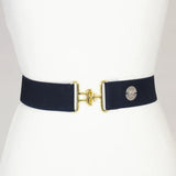 Navy Solid Elastic Belt - 1.5"