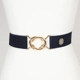Navy Solid Elastic Belt - 1.5"