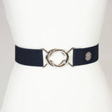 Navy Solid Elastic Belt - 1.5"