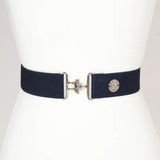 Navy Solid Elastic Belt - 1.5"