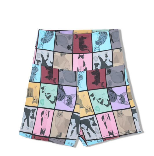 In My Cat Era - Girls High Waist Sporty Shorts