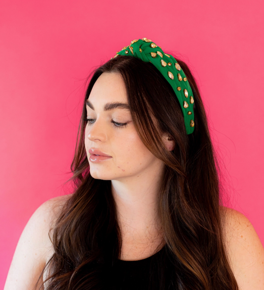 Hunter/Champagne Beaded Headband