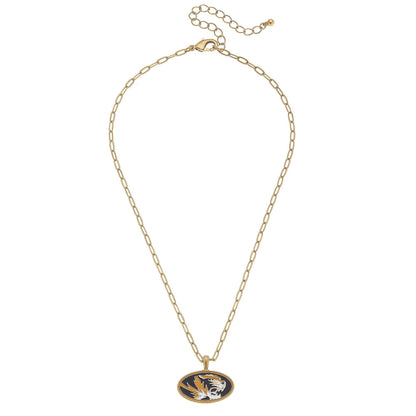 Missouri Tigers Enamel Pendant Necklace in Black/Gold