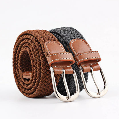 Woven Canvas Elastic Belt - Khaki