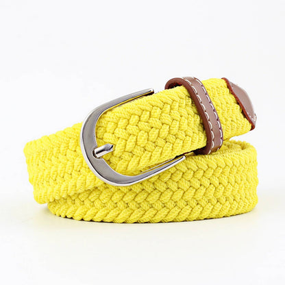 Woven Canvas Elastic Belt - Khaki