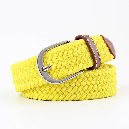 Woven Canvas Elastic Belt - Yellow