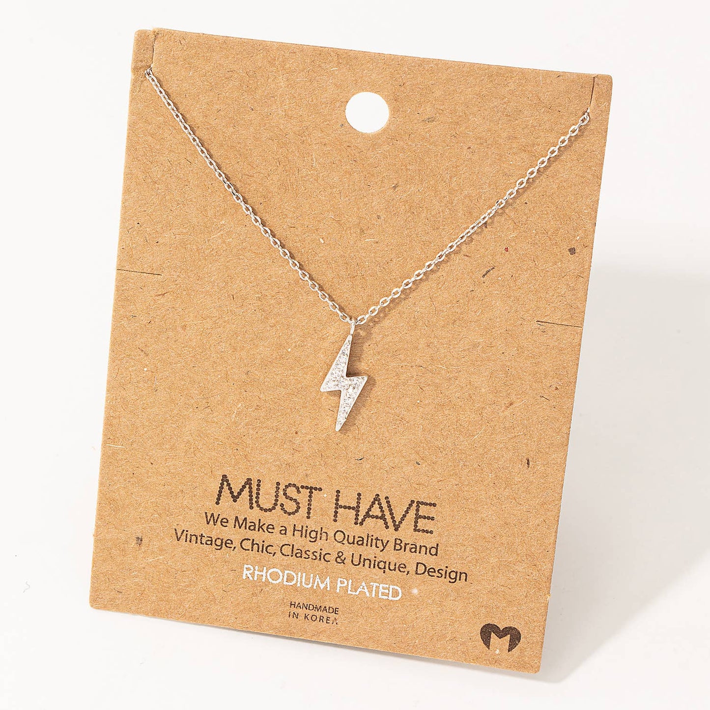 Pave Lightning Bolt Pendant Necklace: G