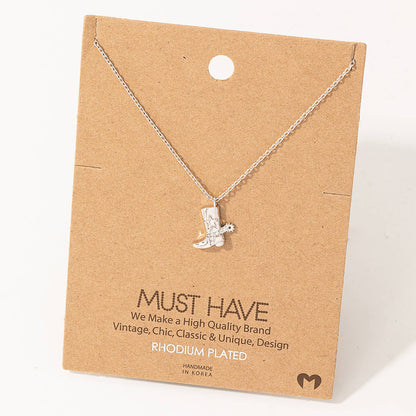 Cowboy Boots Pendant Necklace: RG