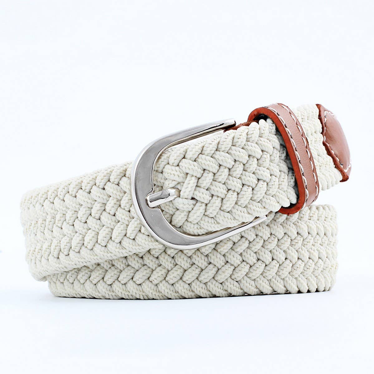 Woven Canvas Elastic Belt - Khaki