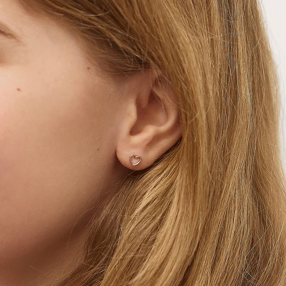 Tiny Open Heart 4mm Sterling Silver Earrings