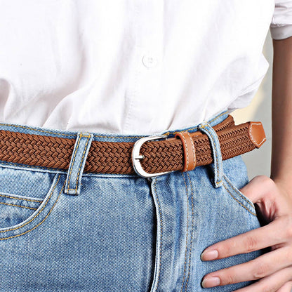 Woven Canvas Elastic Belt - Khaki