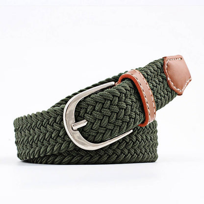 Woven Canvas Elastic Belt - Khaki