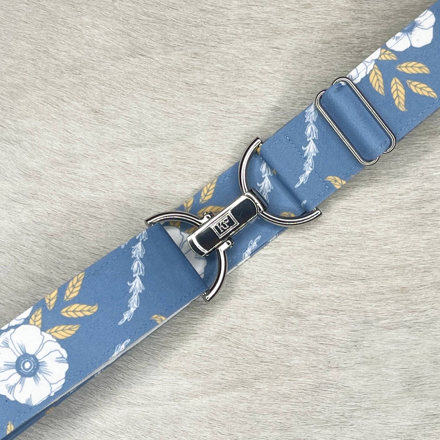 White Floral - adjustable belt