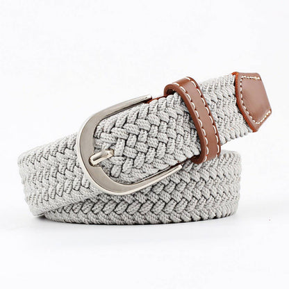 Woven Canvas Elastic Belt - Khaki
