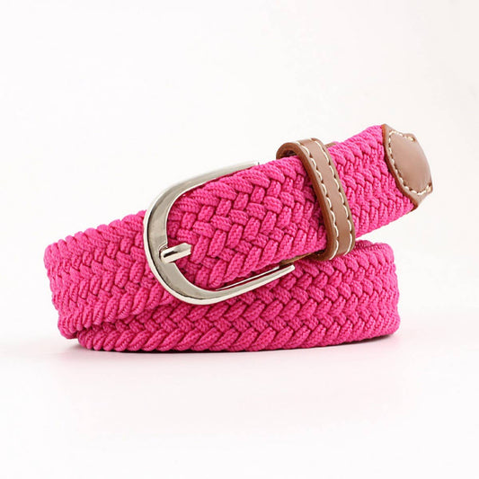 Woven Canvas Elastic Belt - Fuchsia
