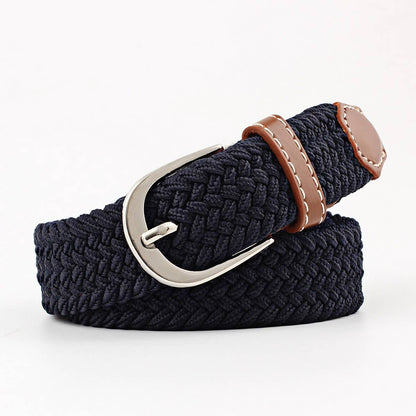 Woven Canvas Elastic Belt - Khaki