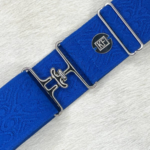 Embossed Royal Blue Elastic Belt