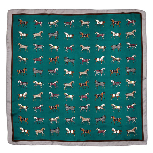 Green Mini Horses in Blankets Scarf