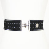 Black and Silver Diamond Elastic Belt - 2"