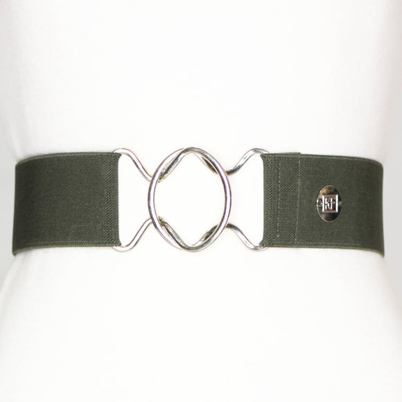 Olive Solid Elastic Belt - 2