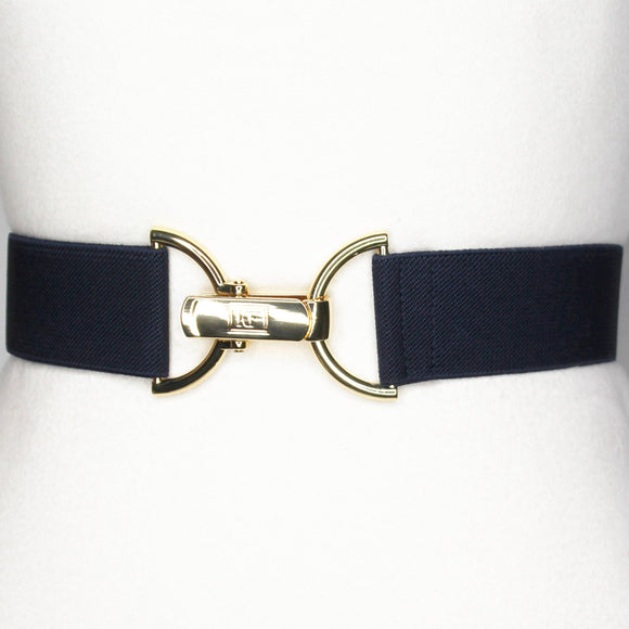 Navy Solid Elastic Belt - 1.5