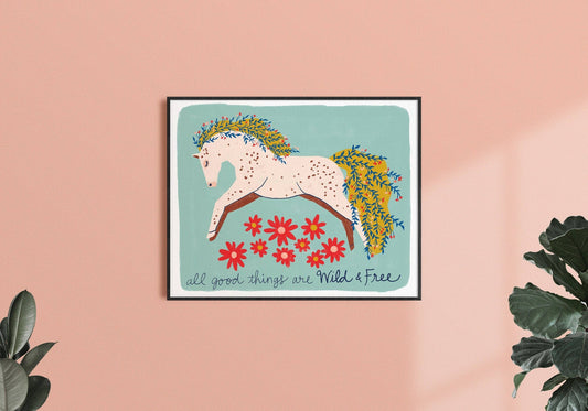 "Wild & Free Horse" - 8x10 Art Print by Emilie Jenks