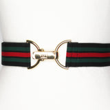 Black, Green, and Red Stripe Elastic Belt - 1.5"