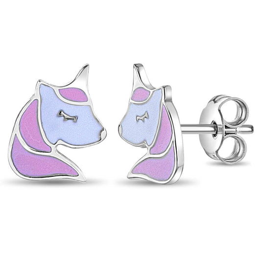 Pink Dreaming Unicorn Sterling Silver Earrings