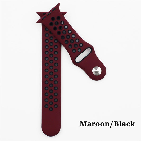 Breathable Sport Silicone Band for Apple Watch: 38/40/41mm / # 14 - Maroon/Black