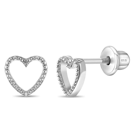 Tiny Open Heart 4mm Sterling Silver Earrings