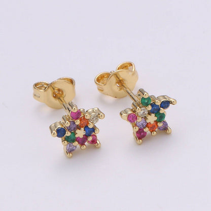 Multi-color Star Stud Earrings