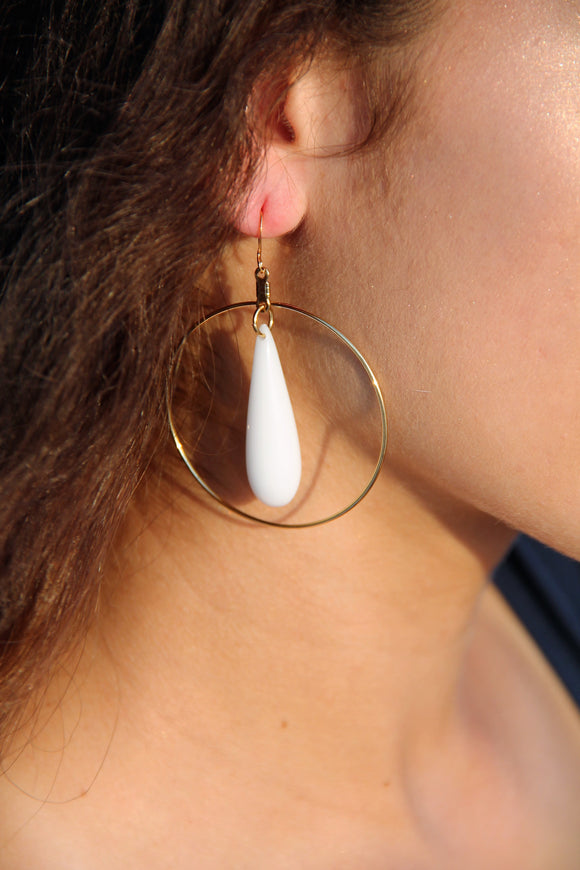 White Hot Dangle Hoops
