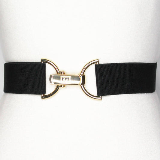 Black Solid Elastic Belt - 1.5"