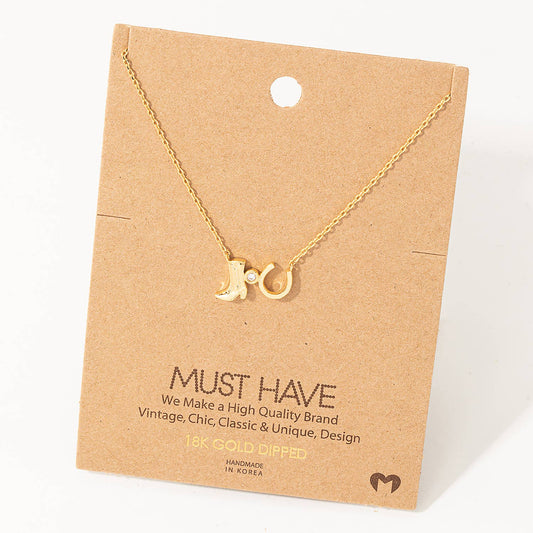Western Cowboy Boots Horse Shoe Charm Necklace: G
