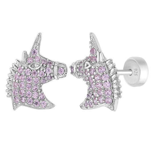 Pink Twilight Shine Unicorn Sterling Silver Earrings