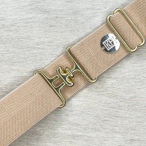 Beige Herringbone Elastic Belt - 1.5"