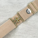 Beige Herringbone Elastic Belt - 1.5"