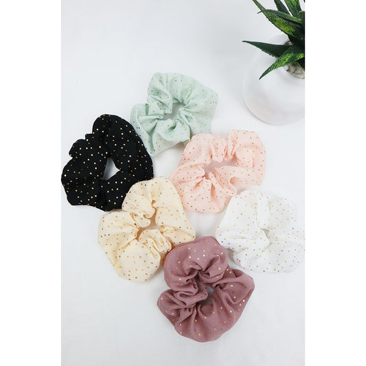 Gold Shimmer Polka Dots Scrunchies